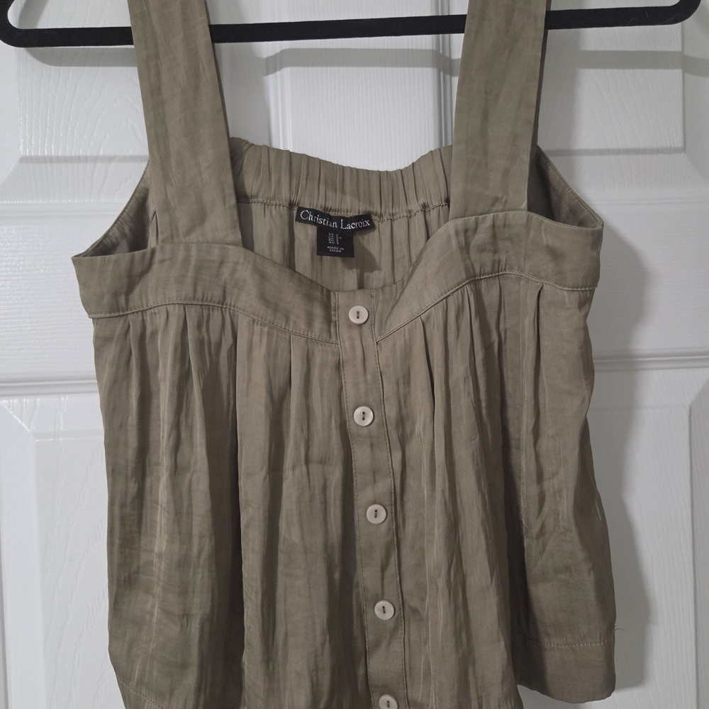 Vintage Christian Lacroix Women's Tan Button-Down Cami Style Top. Size Small.